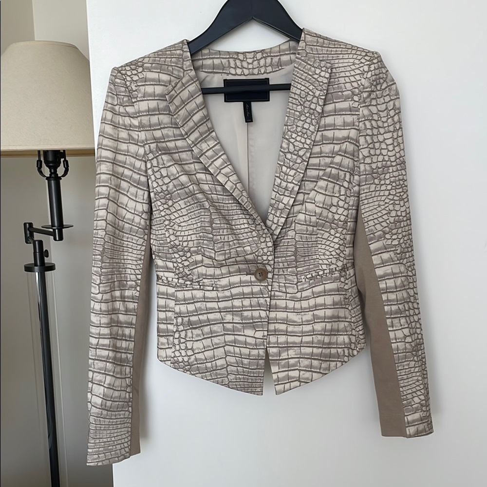 BCBGMaxAzria Crocodile Pattern Blazer - Cream and Gray